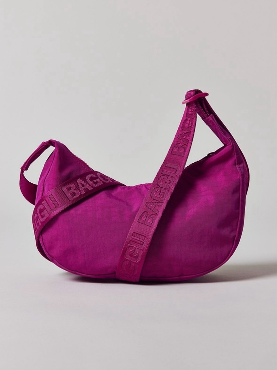 BAGGU Handbags - BAGGU Small Nylon Crescent Bag - Deep Fuchsia